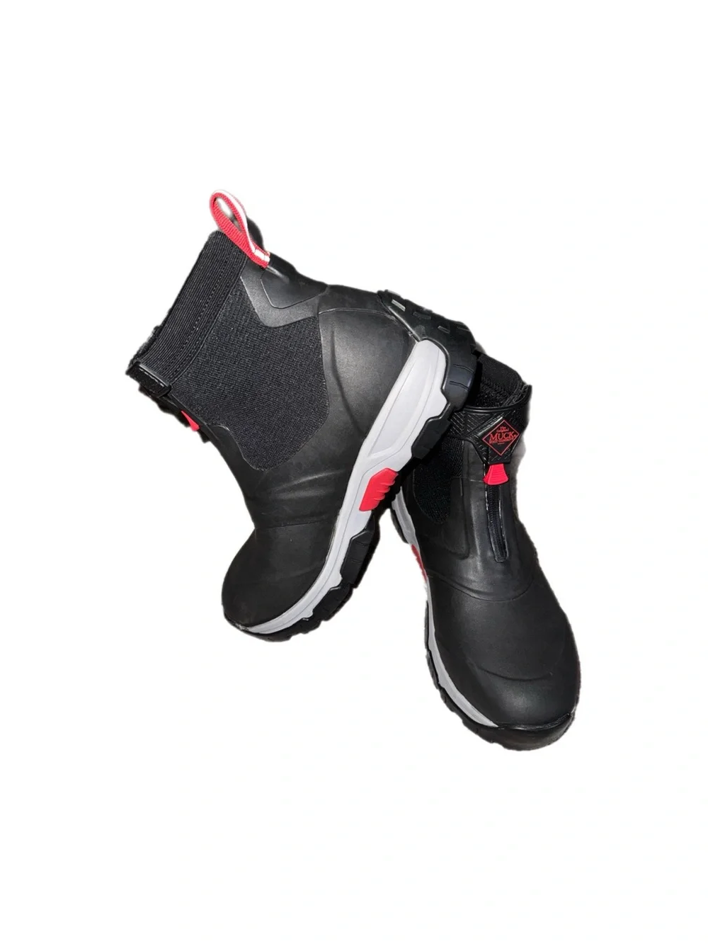 Black and red mens mid Waterproof Muck Boots size 8